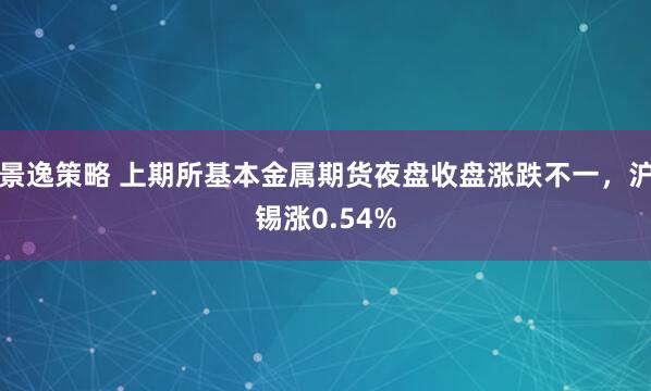 景逸策略 上期所基本金属期货夜盘收盘涨跌不一，沪锡涨0.54%