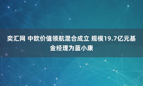 奕汇网 中欧价值领航混合成立 规模19.7亿元基金经理为蓝小康