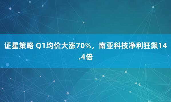 证星策略 Q1均价大涨70%，南亚科技净利狂飙14.4倍